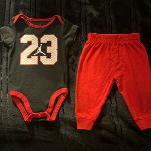 Black and Red Baby Onesie and Pants Set